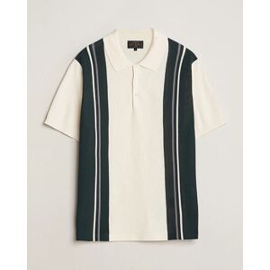BEAMS PLUS Knit Stripe Short Sleeve Polo White/Green men M Hvid