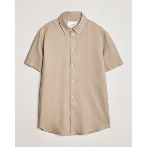 Les Deux Kris Short Sleeve Linen Shirt Dark Sand men XS Beige