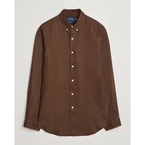 Polo Ralph Lauren Slim Fit Linen Button Down Shirt Chocolate Mousse men L Brun