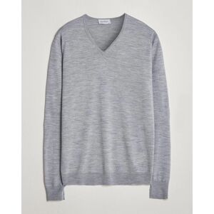 John Smedley Bobby Extra Fine Merino V-Neck Pullover Silver Grey men M Grå