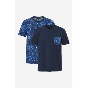 Cellbes of Sweden T-shirt med brystlomme Elon 2-pack  Male  Marine/Mønstret+Blå