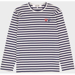 Comme des Garcons PLAY M Double Heart Striped LS T-shirt Navy M