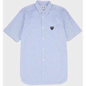 Comme des Garcons PLAY M Black Heart Striped S/S Shirt Blue/White XL