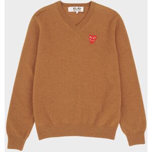 Comme des Garcons PLAY M Red Double Heart Knit Brown L