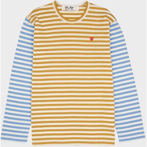 Comme des Garcons PLAY M Small Heart Striped LS T-shirt Khaki/Blue L