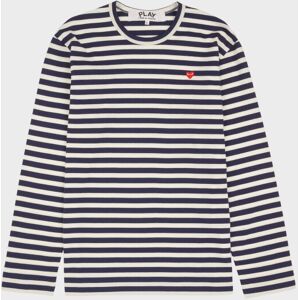 Comme des Garcons PLAY M Small Heart Striped LS T-shirt Navy M