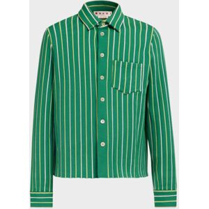 Marni Striped Techno Knit Shirt Green 48