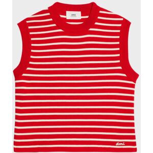 AMI Sleeveless Sailor Sweater Scarlet Red/White L