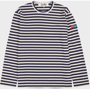 Comme des Garcons PLAY M Pixel Heart Striped LS T-shirt Navy/White M