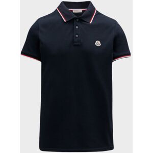 Moncler Classic Logo Stripe Polo Navy S