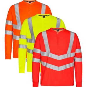 Engel 9548-182 Safety Grandad Langærmet T-Shirt / Arbejds T-Shirt Rød 2xl