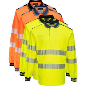 Portwest T184 Pw3 Hi-Vis Langærmet Polo 2xl Gul/navy