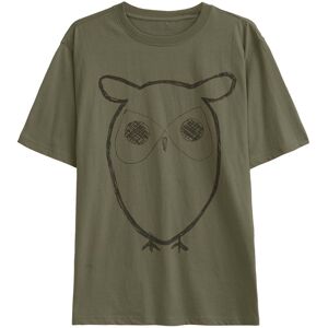 Knowledge Cotton Apparel Men's Regular Big Owl Front Print T-Shirt Burned Olive M, Burned Olive