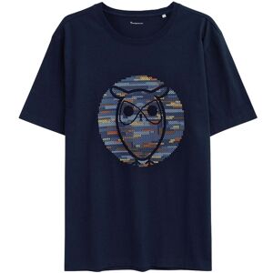 Knowledge Cotton Apparel Men's Regular Short Sleeve Heavy Single Owl Cross Stitch Print T-Shirt Night Sky M, Night Sky