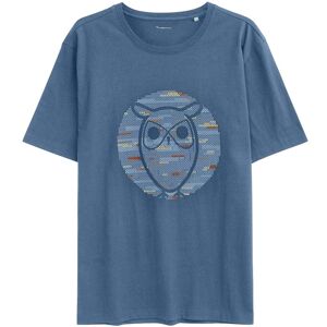 Knowledge Cotton Apparel Men's Regular Short Sleeve Heavy Single Owl Cross Stitch Print T-Shirt Moonlight Blue S, Moonlight Blue