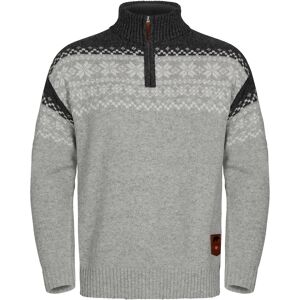 Gridarmor Men's Snøkrystall Half Zip Ullgenser Light Grey/Dark Grey/White M, Lt. Grey/Dk. Grey/White