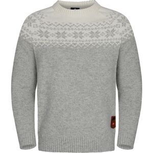 Gridarmor Men's Snøkrystall Round Neck Ullgenser Light Grey/White XL, Lt. Grey/White