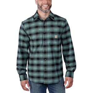 Carhartt Men's Flannel Long Sleeve Plaid Shirt Sea Pine S, Sea Pine