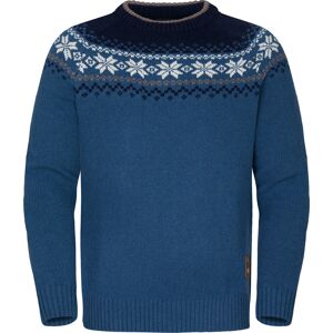 Gridarmor Men's Snøkrystall Round Neck Ullgenser Blue/White/Navy S, Blue/White/Navy