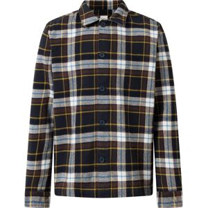 Knowledge Cotton Apparel Men's Big Checked Heavy Flannel Overshirt  Blue Check S, Blue Check