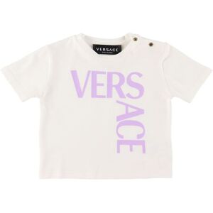 Versace T-Shirt - Logo Print - Hvid/lilla - Versace - 6-9 Mdr - T-Shirt