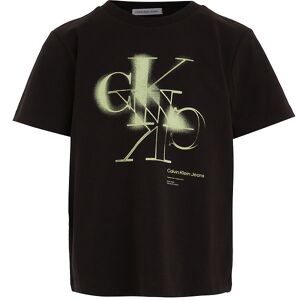 Klein T-Shirt - Spray Ck Monogram - Sort M. Neongul - Calvin Klein - 10 År (140) - T-Shirt