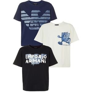 Giorgio Armani Emporio Armani T-Shirts - 3-Pak - Blå/hvid/navy M. Print - Emporio Armani - 10 År (140) - T-Shirt