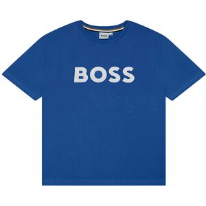 T-Shirt - Electric Blue M. Hvid - Boss - 10 År (140) - T-Shirt