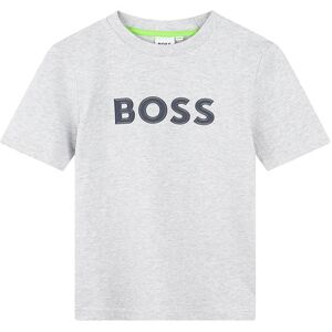 T-Shirt - Gråmeleret M. Navy - Boss - 10 År (140) - T-Shirt