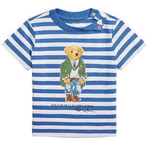 Polo Ralph Lauren T-Shirt - Hvid/blåstribet M. Bamse - Polo Ralph Lauren - 68 - T-Shirt