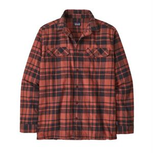 Patagonia Mens L/S Organic Cotton MW Fjord Flannel Shirt, Ice Caps / Burl Red XL