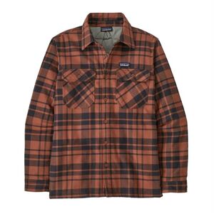 Patagonia Mens Ins. Cotton MW Fjord Flannel Shirt, Ice Caps / Burl Red M