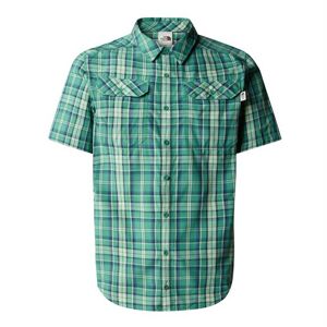 The North Face Mens S/S Pine Knot Shirt, Gemstone Green Plaid Str. 12