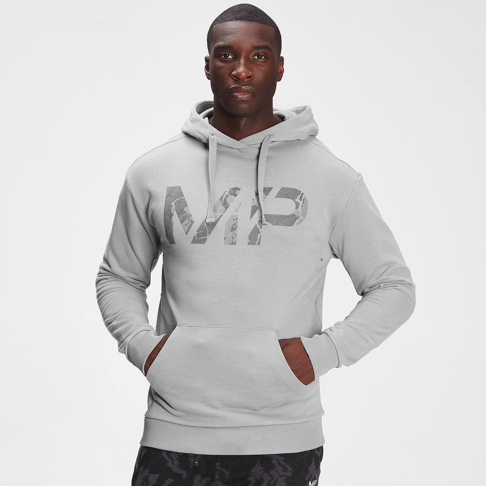 MP Adapt Tonal Camo Hoodie til mænd - Storm Grey Marl - L