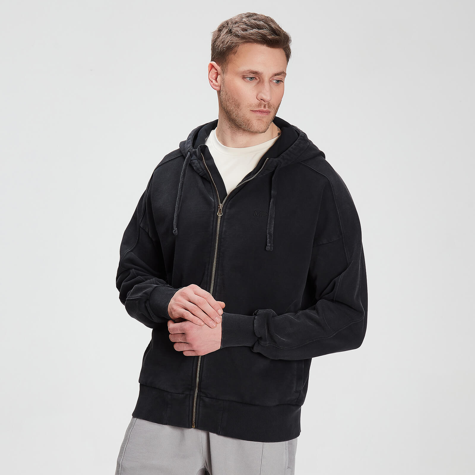 MP Men's Raw Training Zip Through Hoodie - Black - XXXL