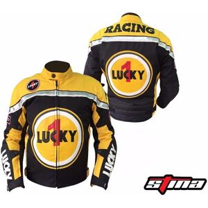 STINA Cazadora Moto  Lucky Racing Cordura Piel Amarillo ( Con Tara )