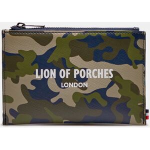 Lion of Porches Monedero para hombre con cremallera, impreso y estampado Caqui