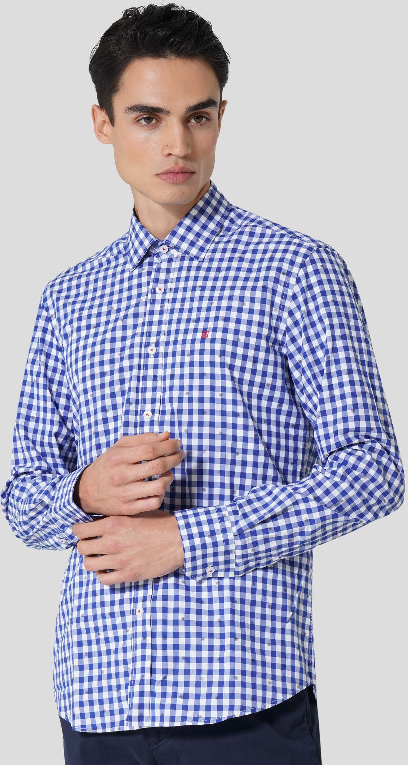 Lion of Porches Camisa cuadrada slim fit Azul Rey