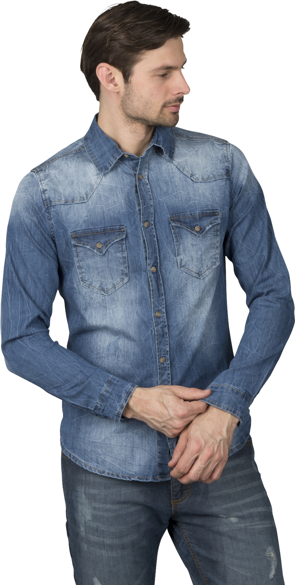 Brandit Camisa  Riley Denimshirt Azul