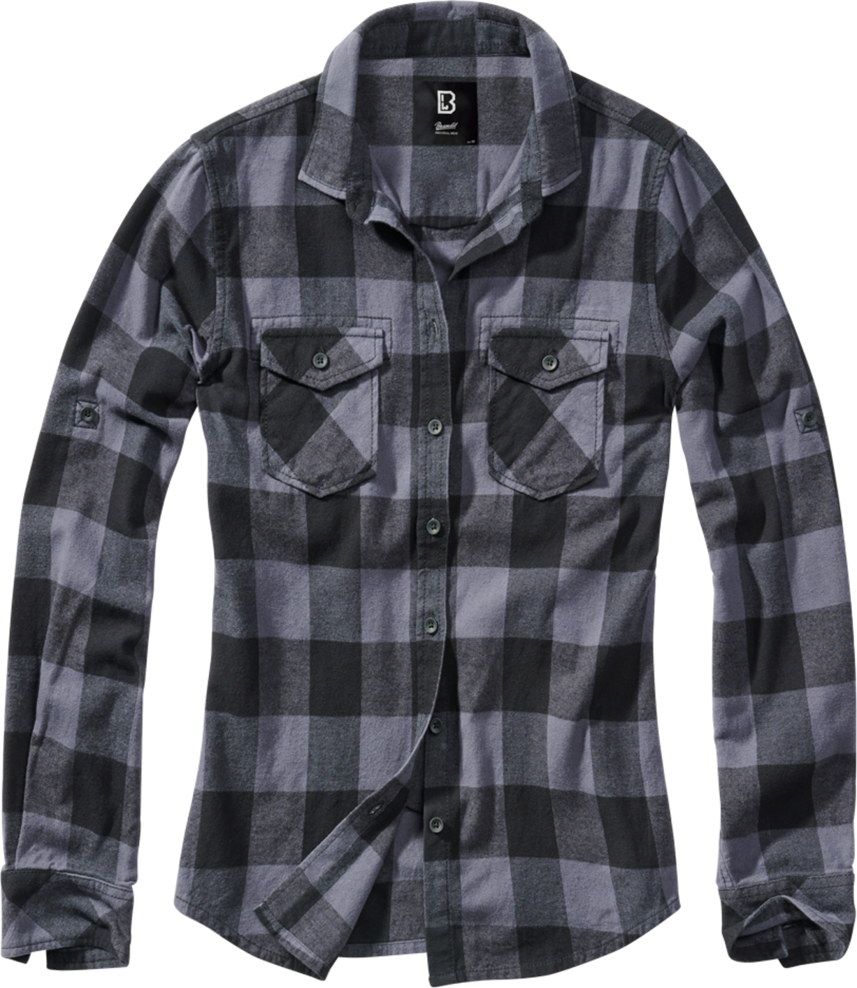 Brandit Camisa Mujer  Amy Flannel Negro-Gris