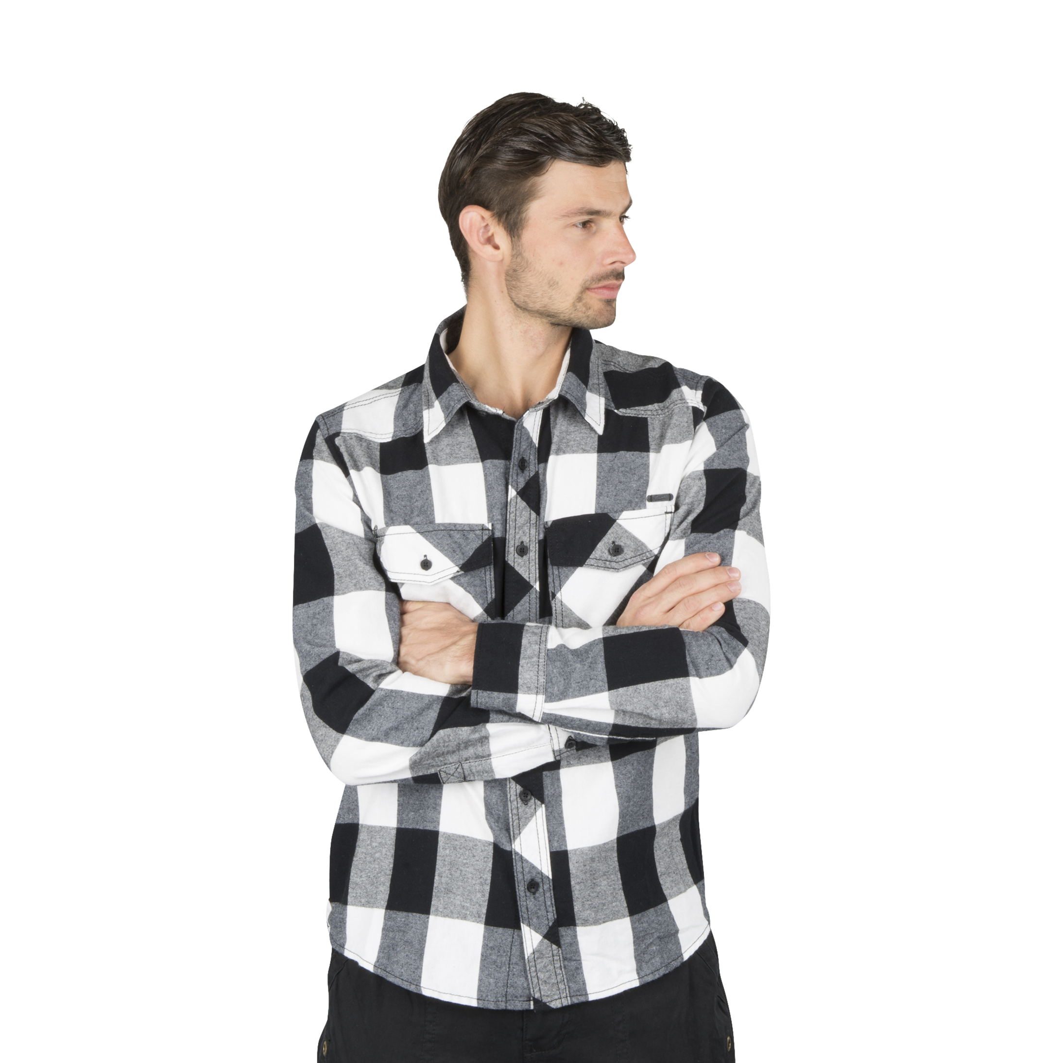 Brandit Camisa  Checkshirt Blanco-Negro