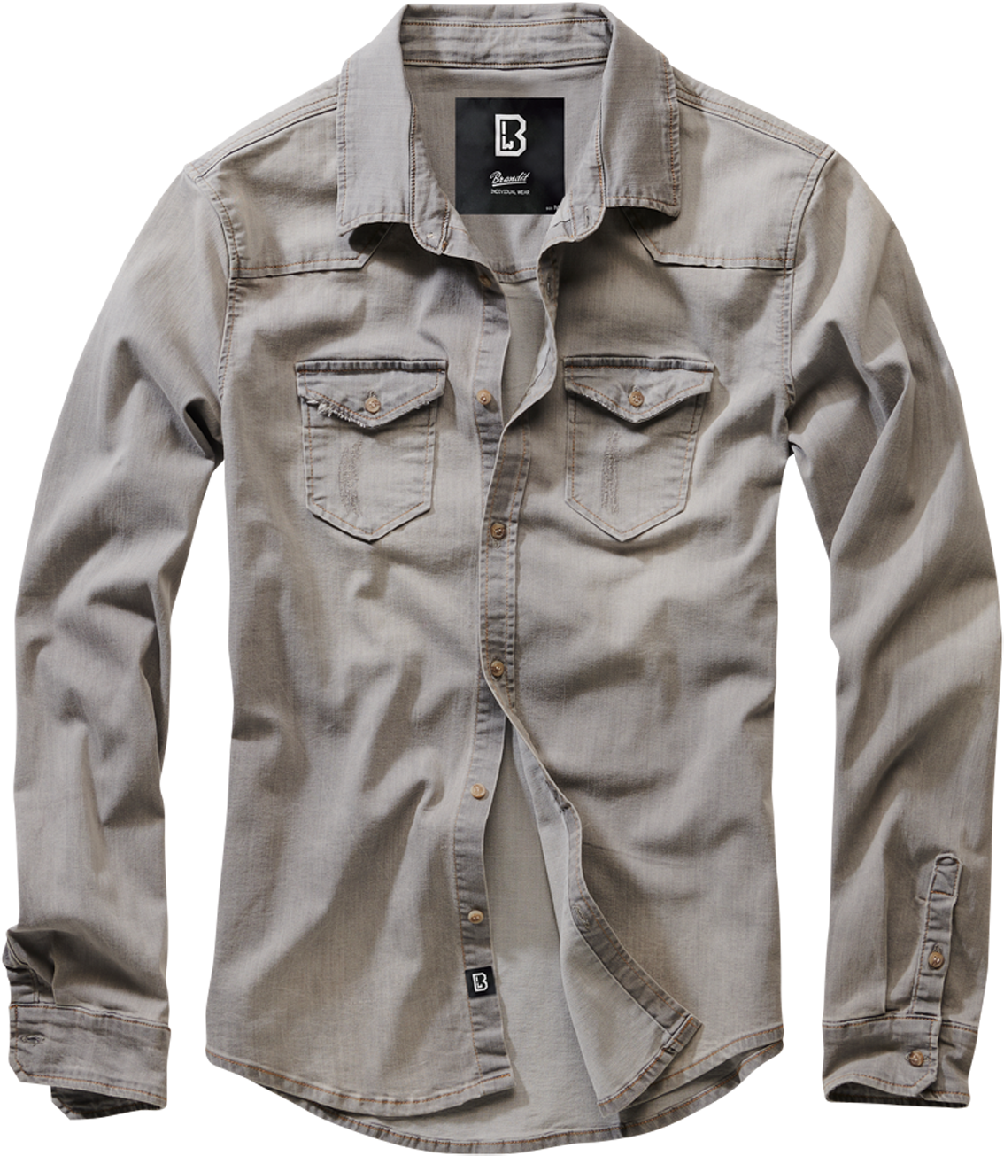 Brandit Camisa Denim  Riley Gris