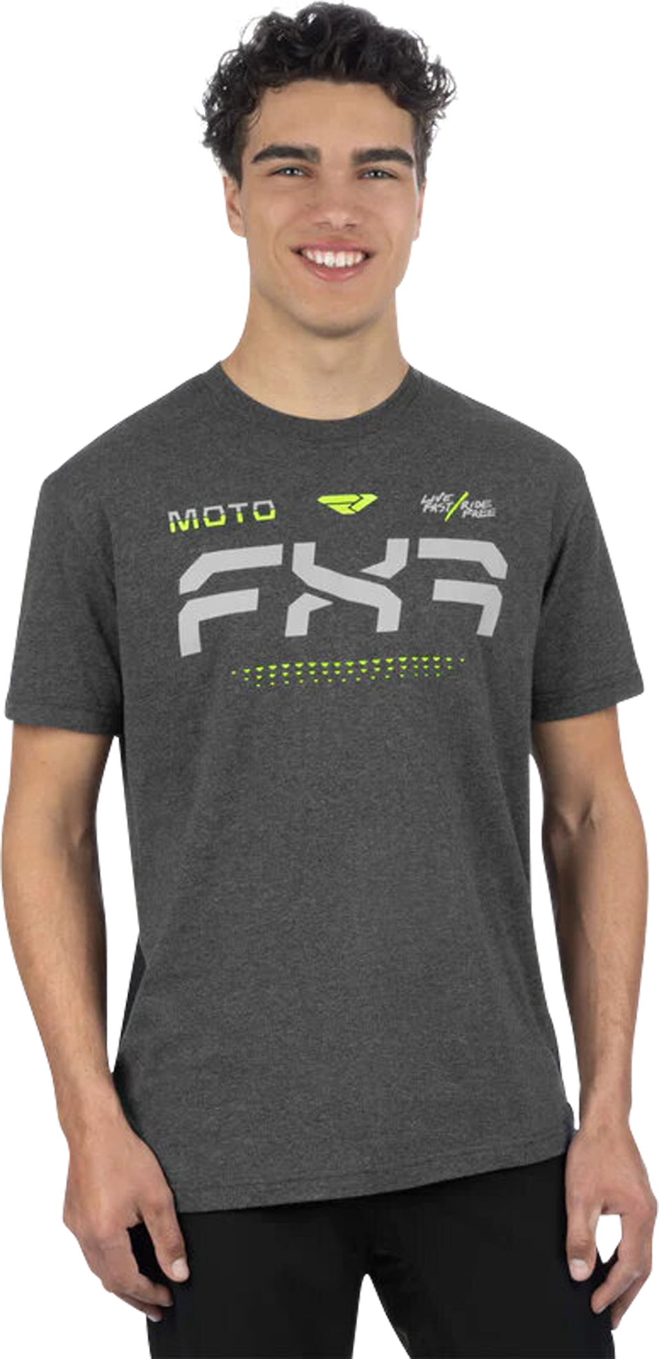 FXR Camiseta  Premium Carbón Jaspeado-Hi Vis