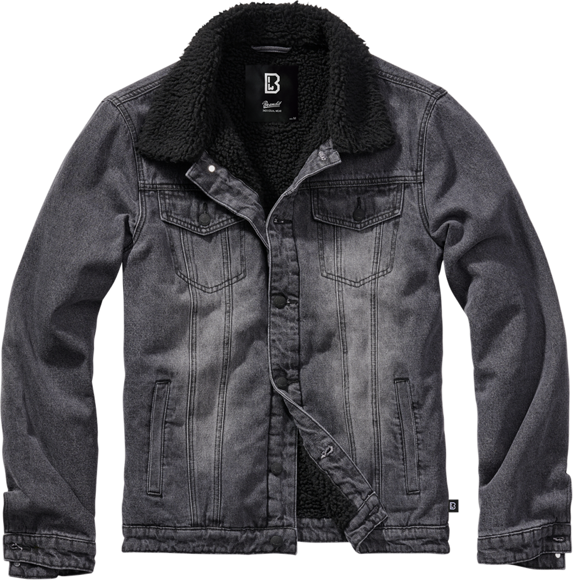 Brandit Chaqueta Denim  Sherpa Negra