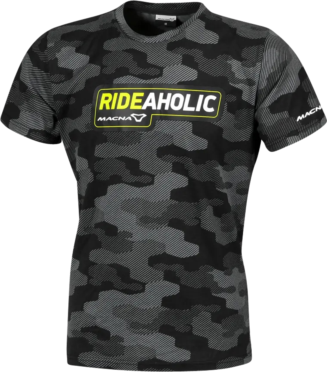 Macna Camiseta  Dazzle Rideaholic Negro-Gris-Amarillo Fluo