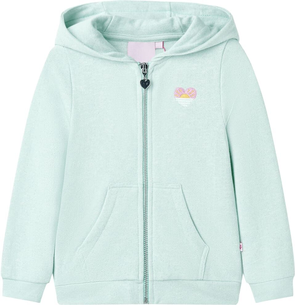 vidaXL Sudadera de niños con capucha cremallera verde menta claro mezcla 128