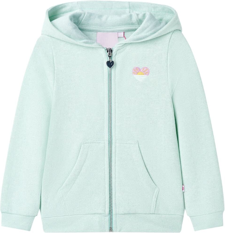 vidaXL Sudadera de niños con capucha cremallera verde menta claro mezcla 140