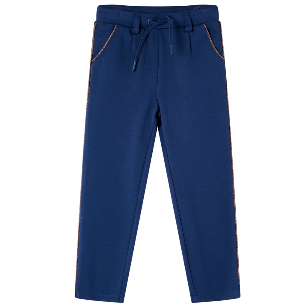 vidaXL Pantalones infantiles con cordón azul marino 104