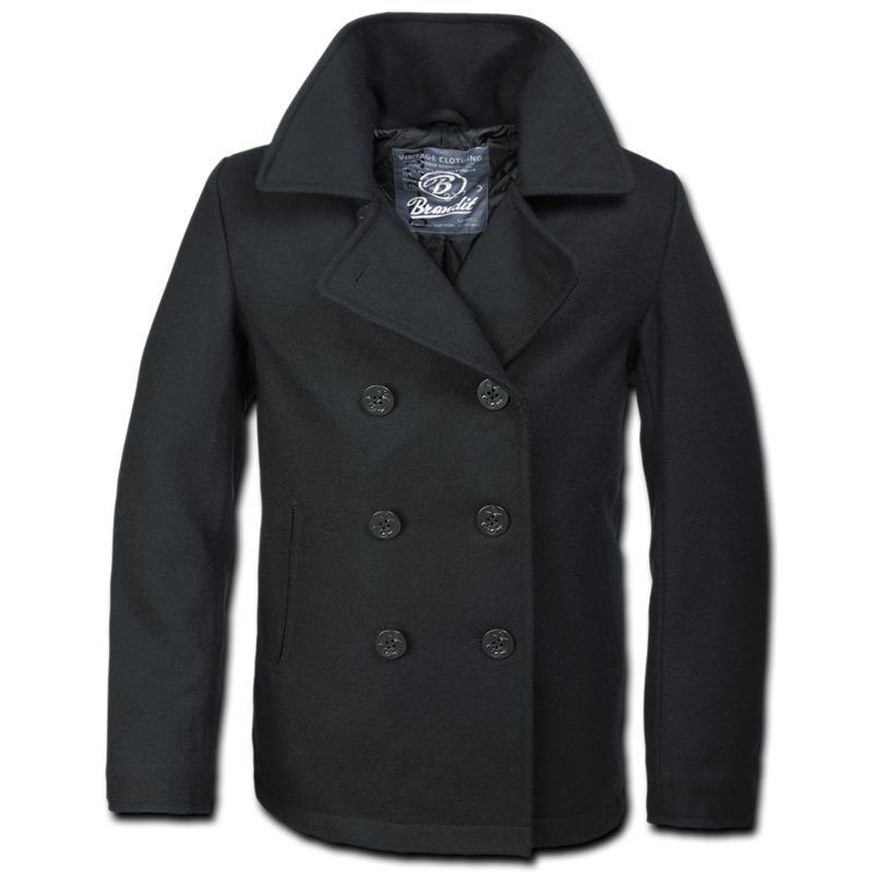 Brandit Pea Coat Chaqueta - Negro (XL)