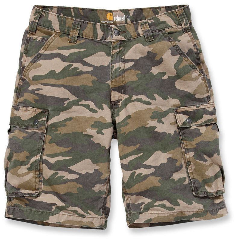 Carhartt Rugged Cargo Camo Pantalones cortos - Verde Marrón (30)